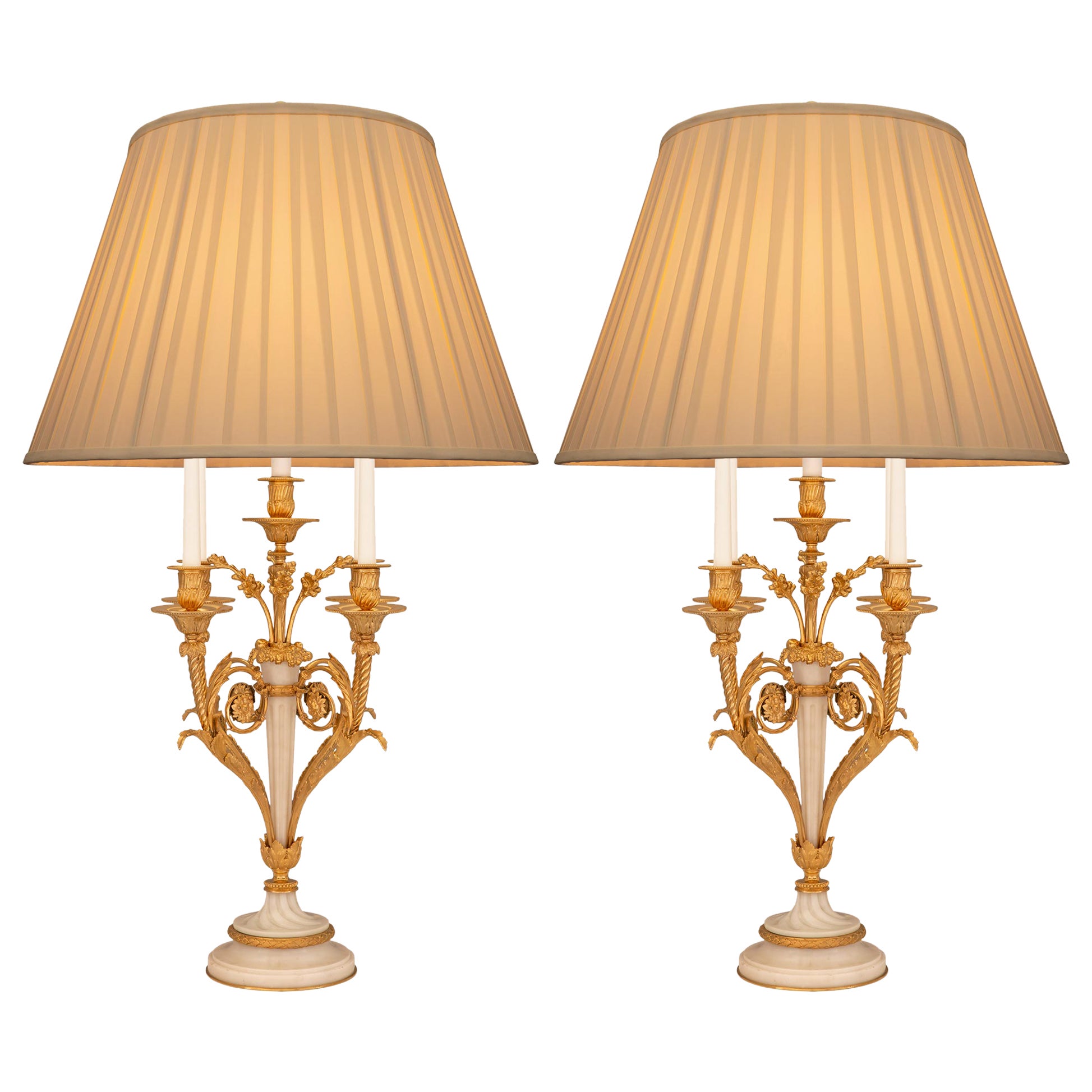 French 19th Century Louis XVI St. Belle Époque Period Candelabra Lamps For Sale