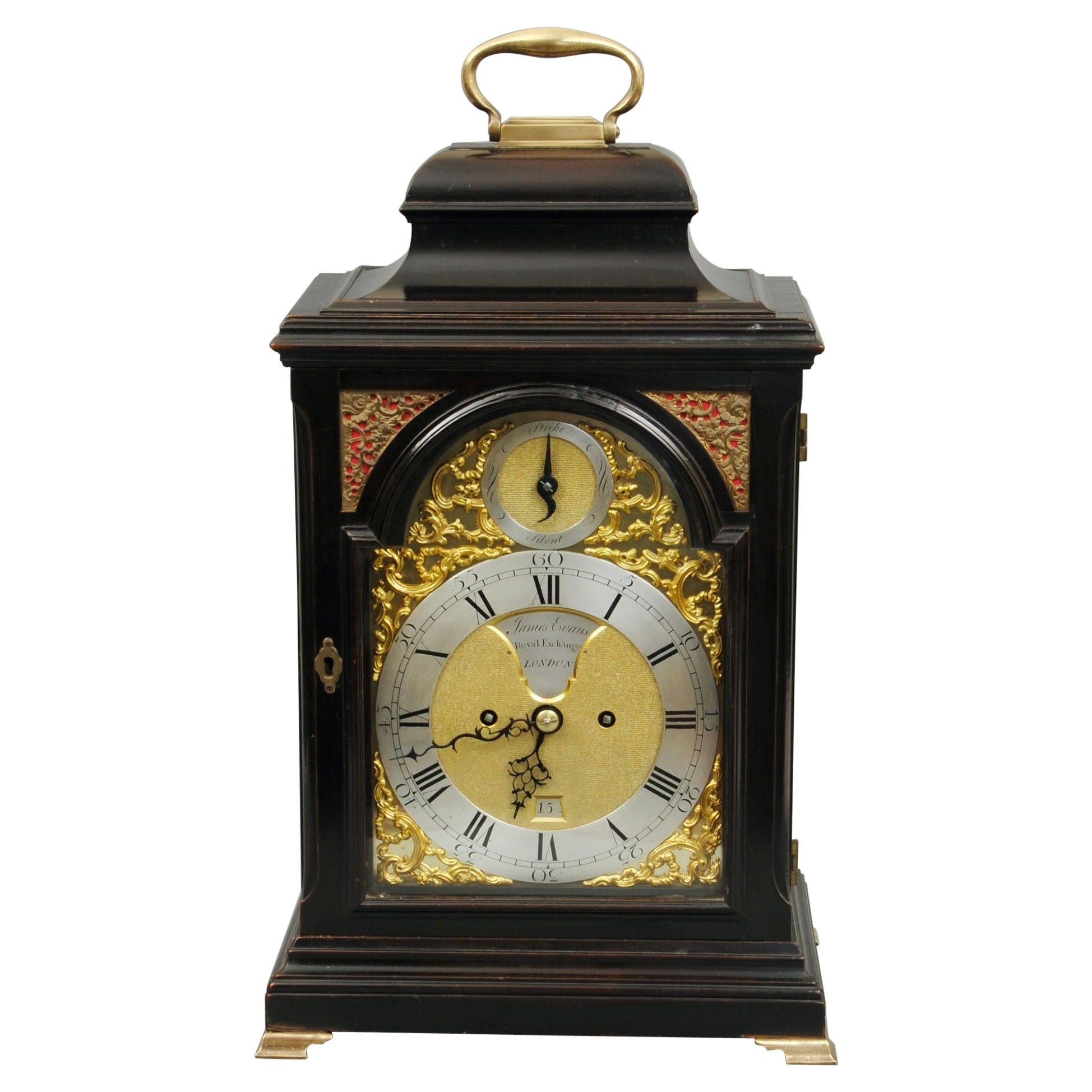 18th Century Bell Top Bracket Clock by James Evans For Sale