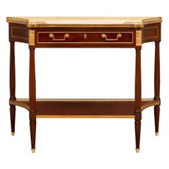 French 18th Century Louis XVI Period Mahogany, Ormolu and Marble Console