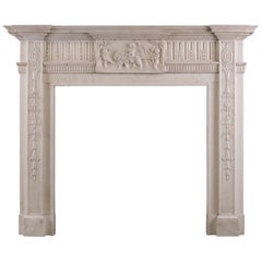Antique A Carved Statuary Marble Fireplace in the Georgian Style