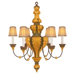 Italian 19th Century Louis XVI St. Patinated And Giltwood Chandelier