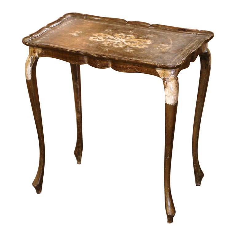 Vintage Italian Carved and Hand Painted Side Table at 1stDibs
