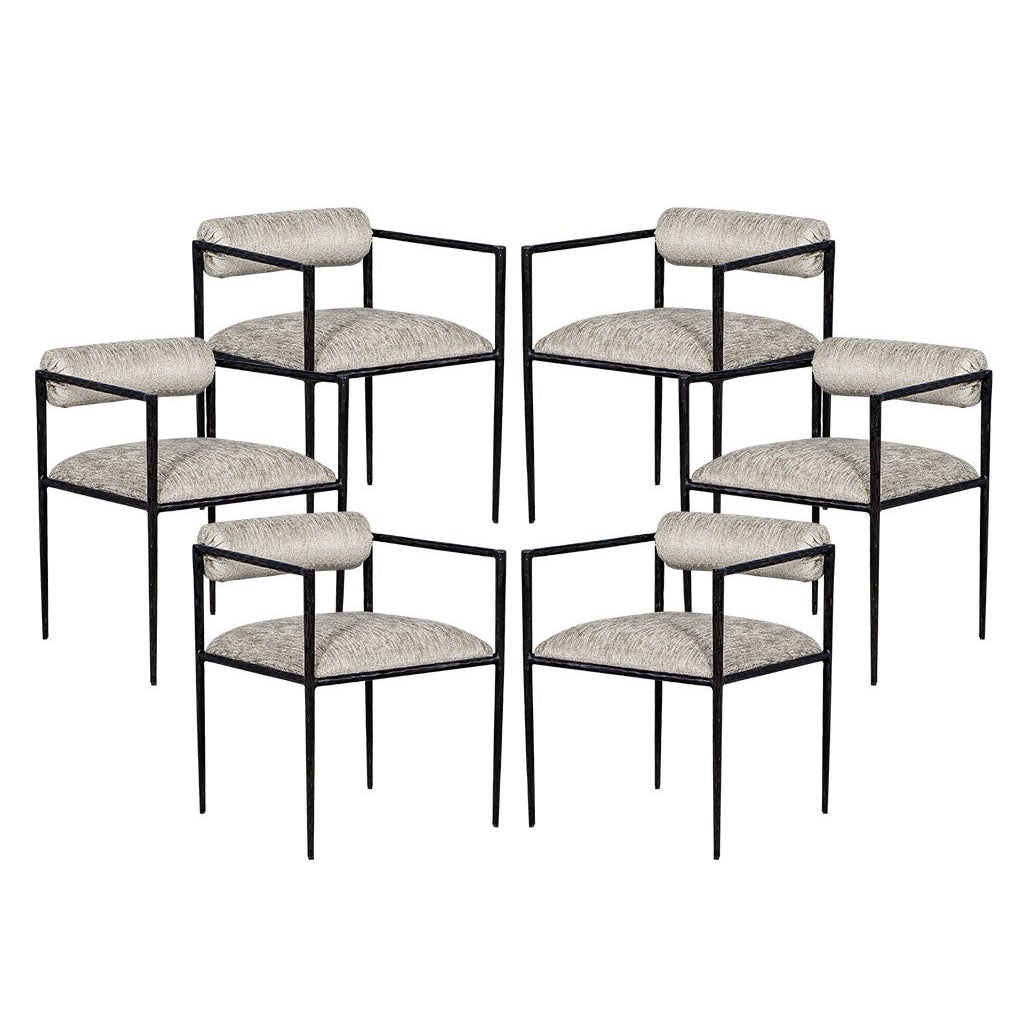 Set of 6 Modern Metal Dining Chairs For Sale