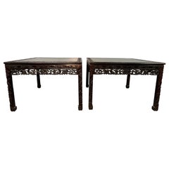 Pair of Early 20th Century Carved Rosewood Chinese Center Tables