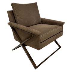 Modern Contemporary X Metal Base Lounge Chair