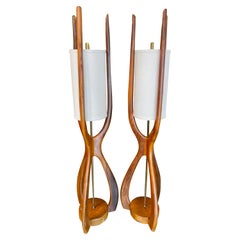 Pair of Mid-Century Modeline Teak Lamps