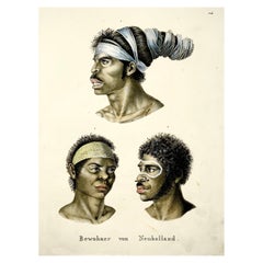 Antique Brodtmann, Aborigines of Australia, Folio, Stone Lithograph, Hand Coloured