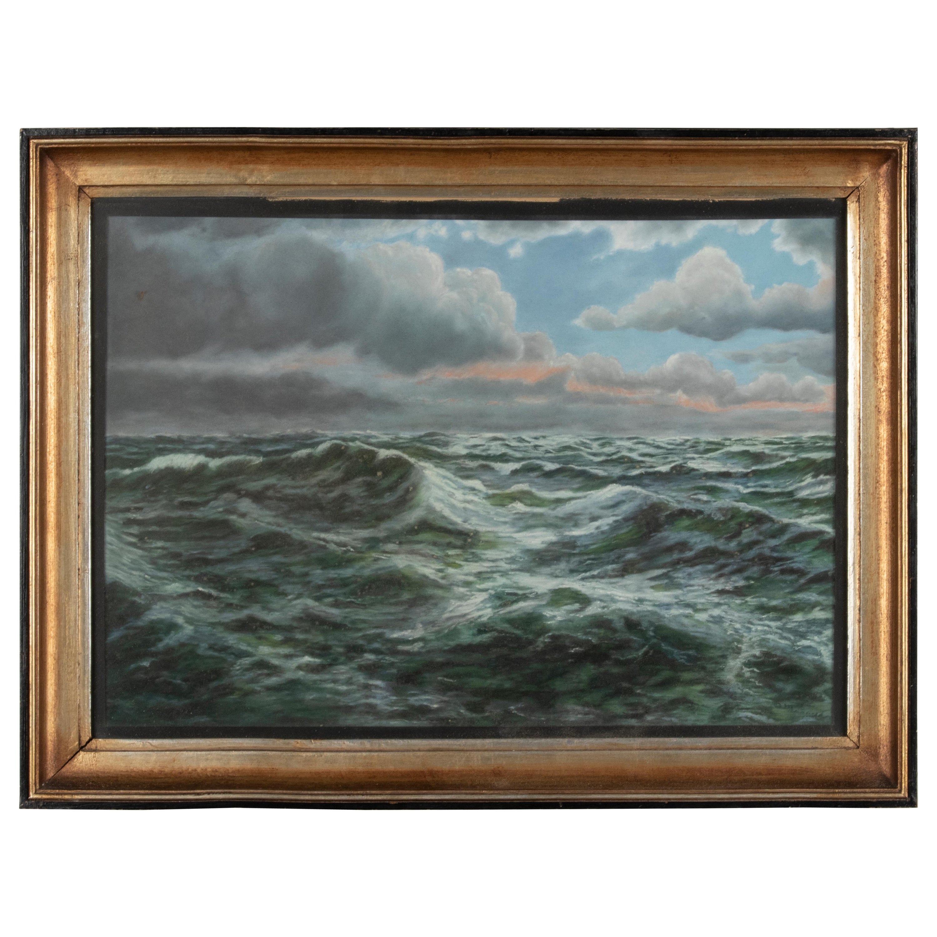 Early 20th Century Pastel of an Ocean View Seascape For Sale