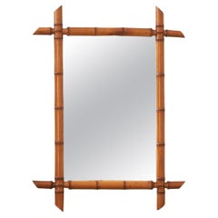 Vintage French 19th Century Faux Bamboo Mirror