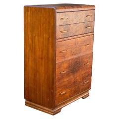 Used Art Deco Retro Walnut and Mohogany Burl Wood Dresser Dovetailed Drawers