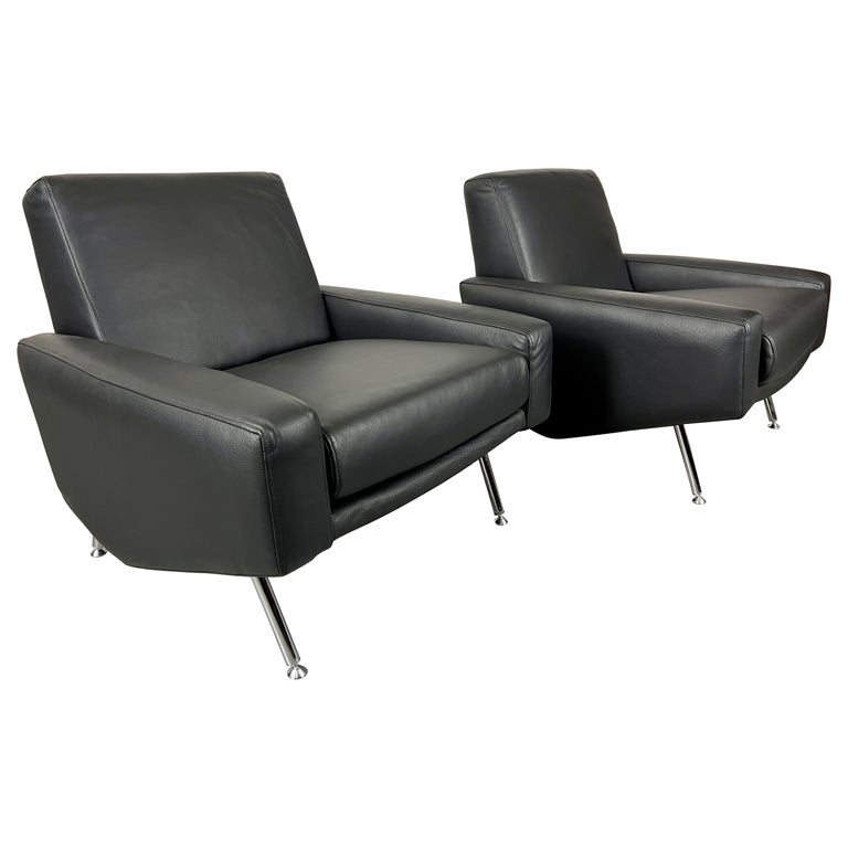 Leather Lounge Chairs by Airborne For Sale