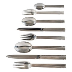 Puiforcat, Cutlery Flatware Set Nantes Plated Silver For 8 People, 64 Pieces