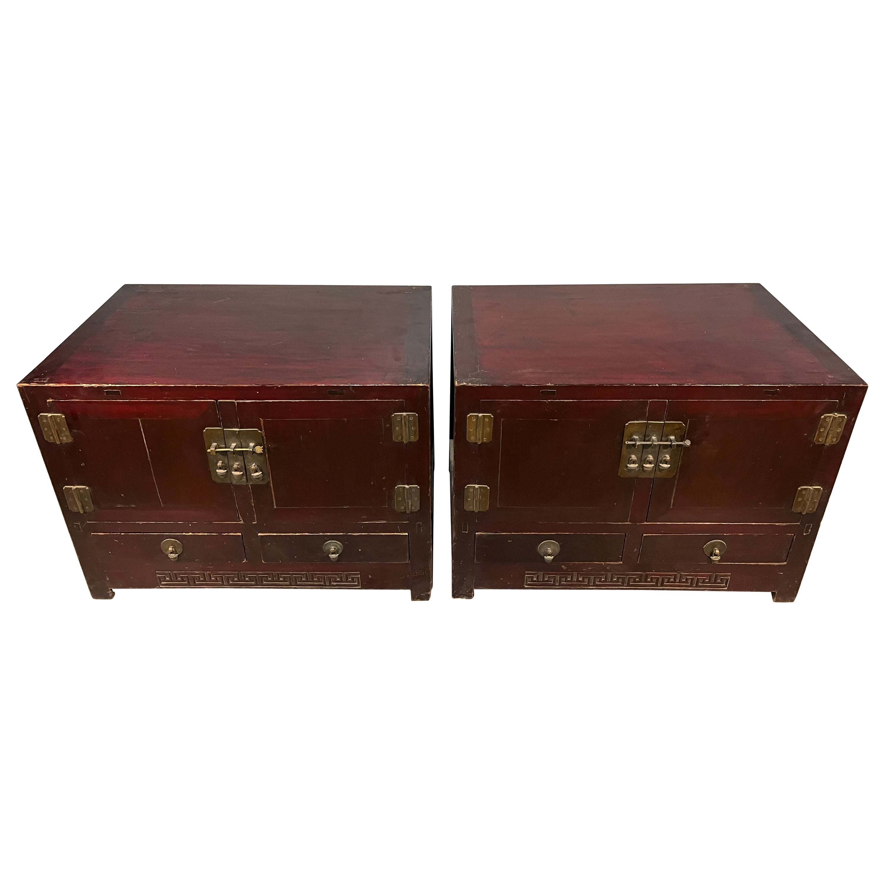 Pair of Early 20th Century Elmwood Cabinets For Sale