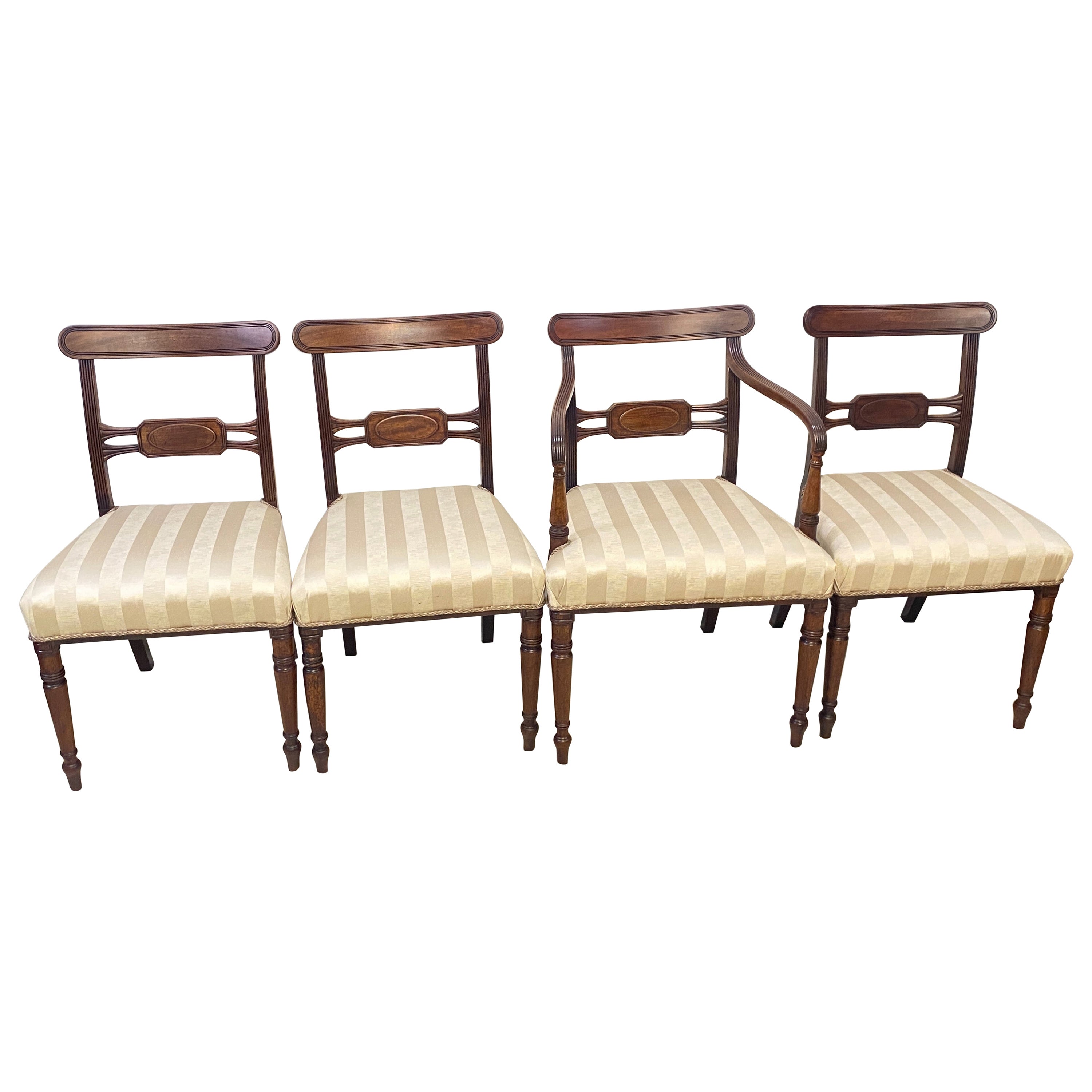 Set of 4 Early 19th Century English Regency Mahogany Dining Chairs, circa 1820