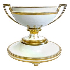 Antique KPM Royal Berlin Porcelain Neoclassical White Centerpiece Bowl on Stand