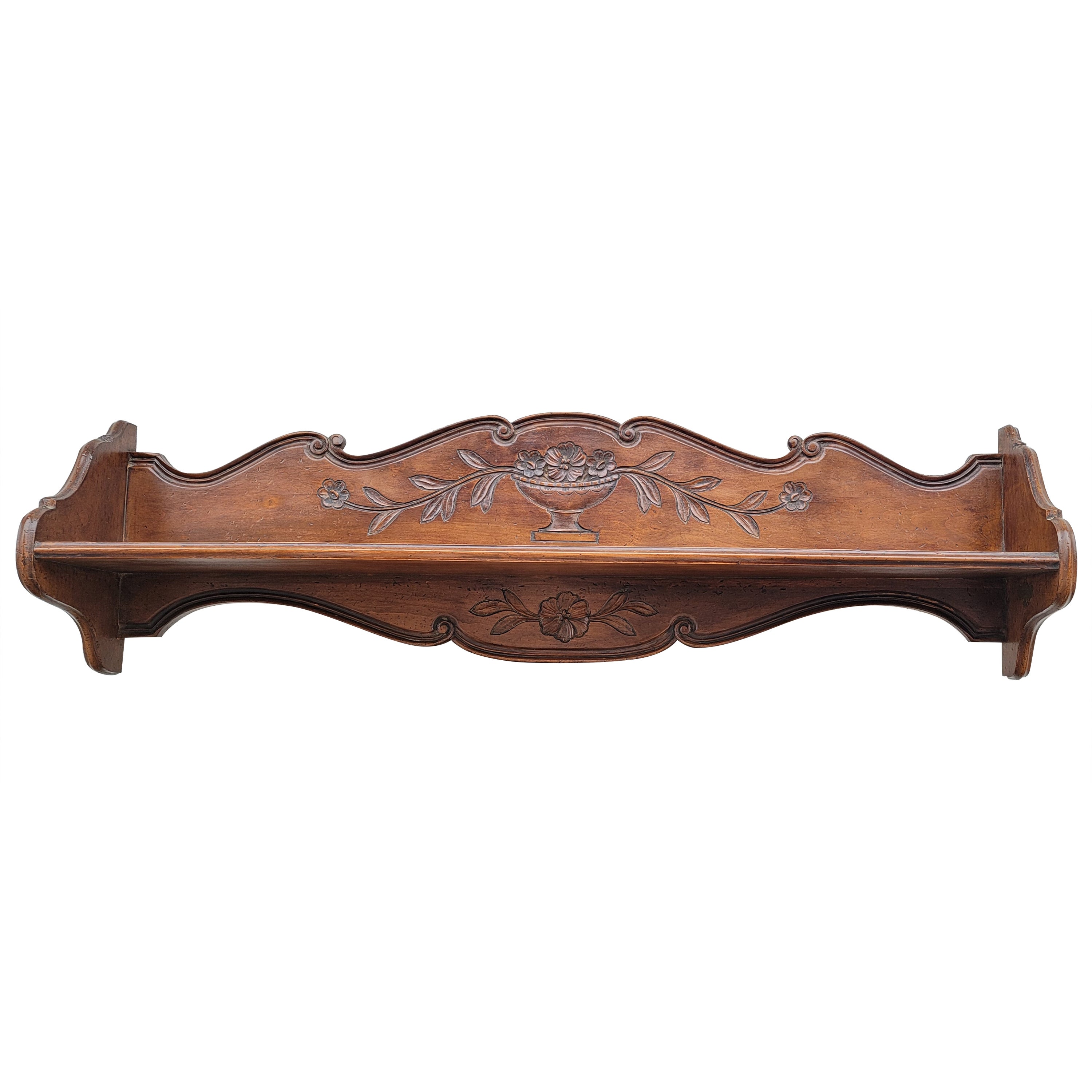 Large Vintage Carved Walnut French Wall Shelf