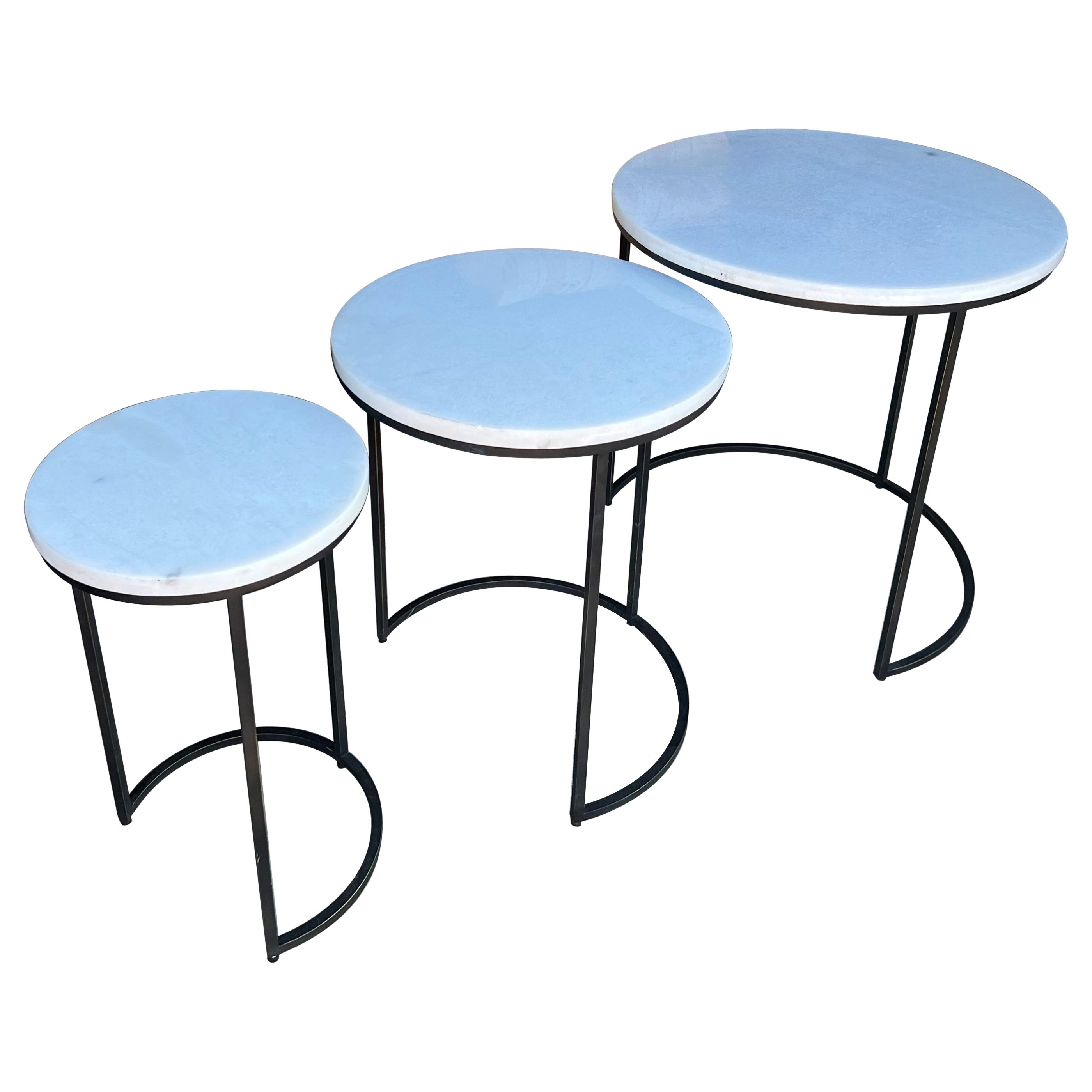Late 20th-C. Modern Iron & Marble Nesting Tables by Mitchell Gold & Bob William For Sale