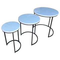 Late 20th-C. Modern Iron & Marble Nesting Tables by Mitchell Gold & Bob William