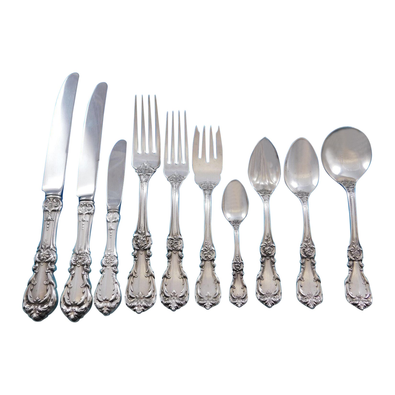 Burgundy von Reed & Barton Sterlingsilber Besteckset 12 Service 129 Teile Abendessen