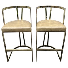 Pair of Mid-Century Modern Brass Bar Stools by Swain