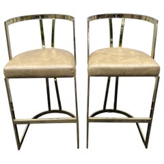 Paire de tabourets de bar en laiton de style mi-siècle moderne par Swain