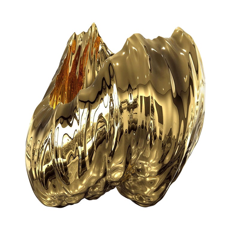 Oceana Bowl Gold Resin Sculpture For Sale