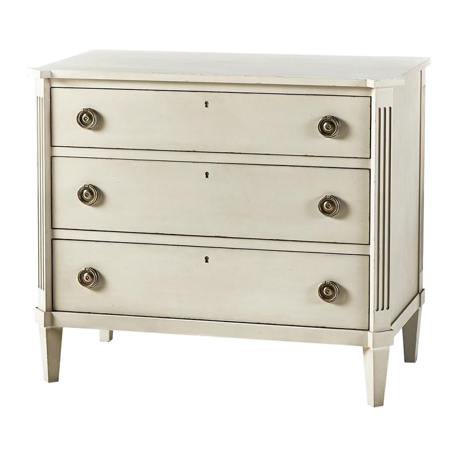 Swedish Painted Commode, Antiqued White