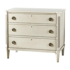 Swedish Painted Commode, Antiqued White