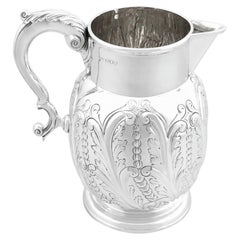 Antigua Jarra Victoriana de Plata de Ley para Cerveza / Agua / Cordial