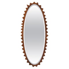 Handcarved Solid Wood Mirror with a Triangular Edge, Europe, ca 1950s