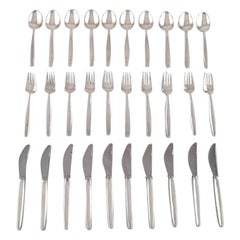 Complete Georg Jensen Cypress Lunch Service in Sterling Silver for Ten People