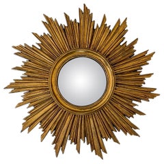 Mid-Century Modern Convex Sunburst Mirror, Italy, 1960s