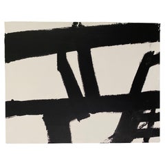 Mid Century Franz Kline Painting, In the Style Of, Black & White Abstract