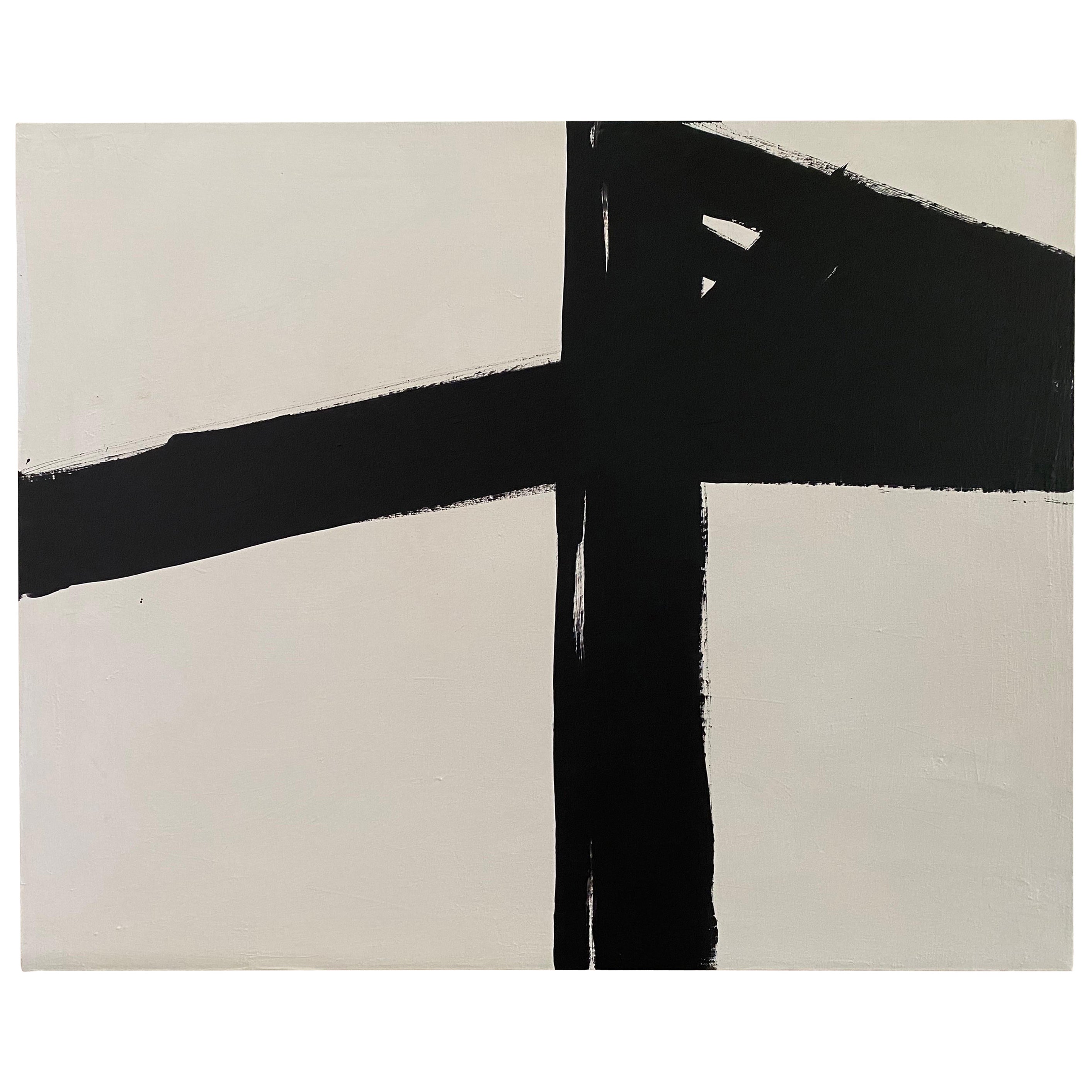 Mid Century Franz Kline Painting, In The Style Of, Black & White Abstract For Sale