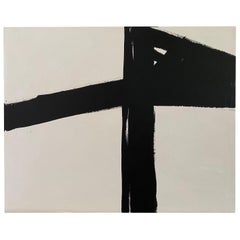Mid Century Franz Kline Painting, In The Style Of, Black & White Abstract