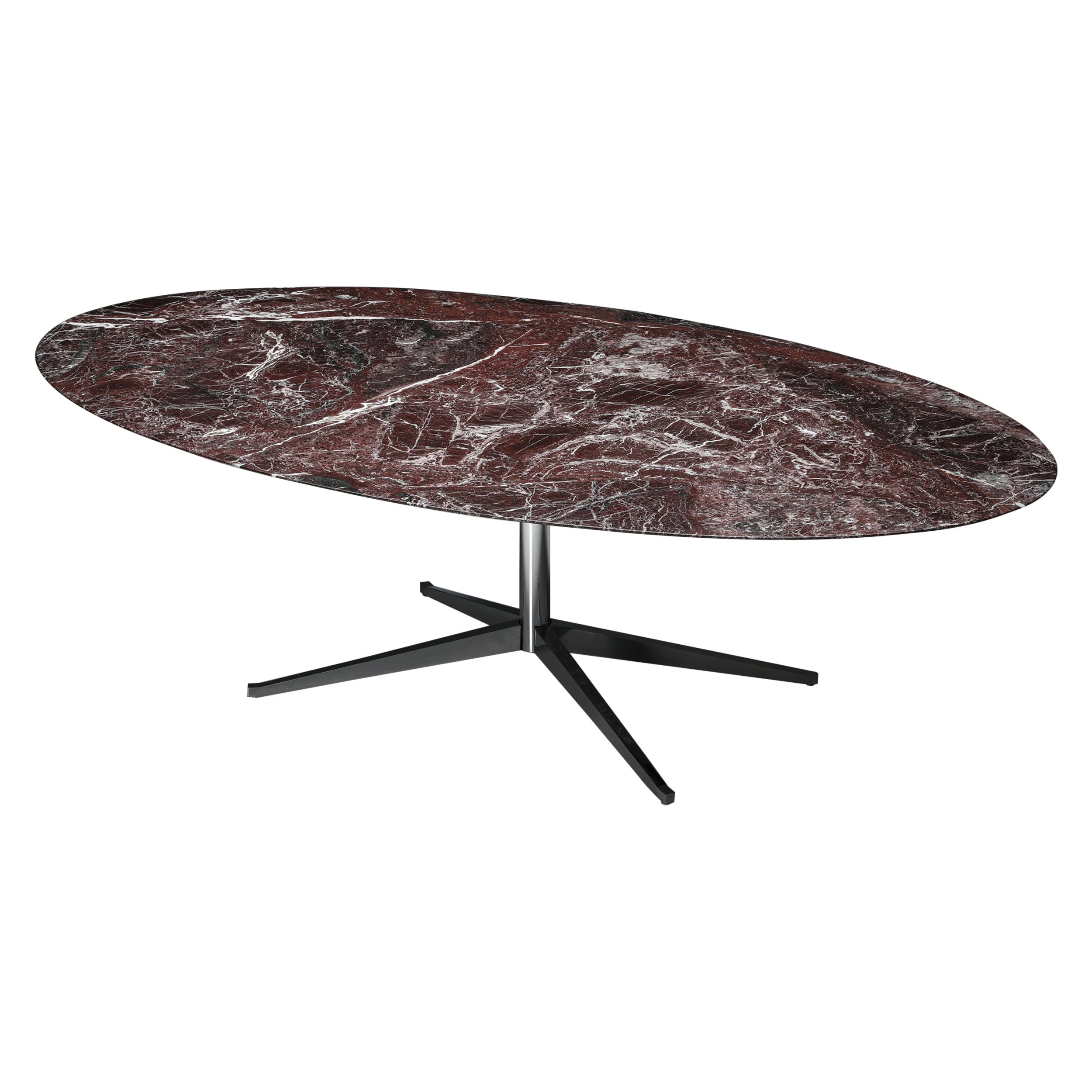 Florence Knoll Oval Burgundy Marble Dining Table, 1960s