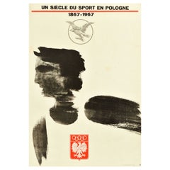 Original Vintage Poster Century Of Sport Poland Athlete Eagle Treutler Pologne