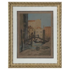 Antique Original Lithograph of Venice Italy, Signed Eugène Delécluse