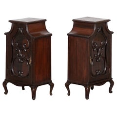 Antique Pair 19th C English Mahogany Glazed Cabinets