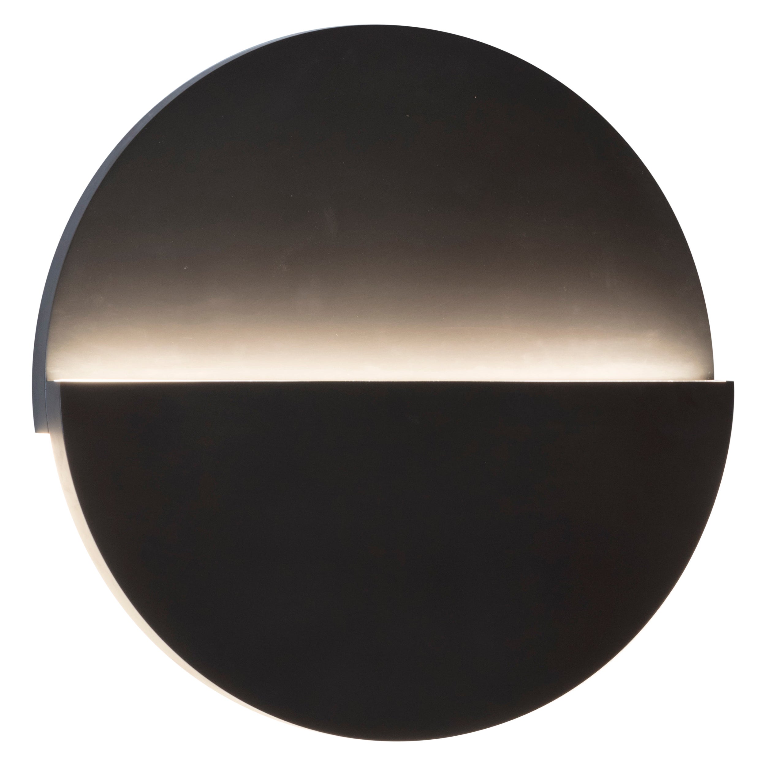 Circle Sconce in Black Brass For Sale