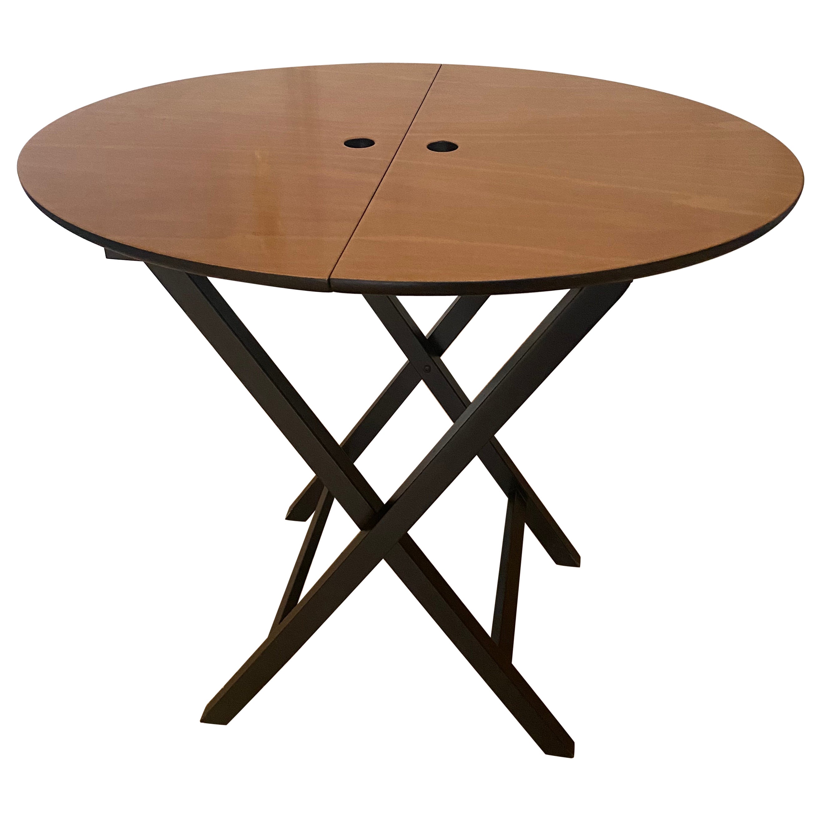 "Battista Folding" Table by Romeo Sozzi/ Promemoria with Cherry Wood Surface For Sale