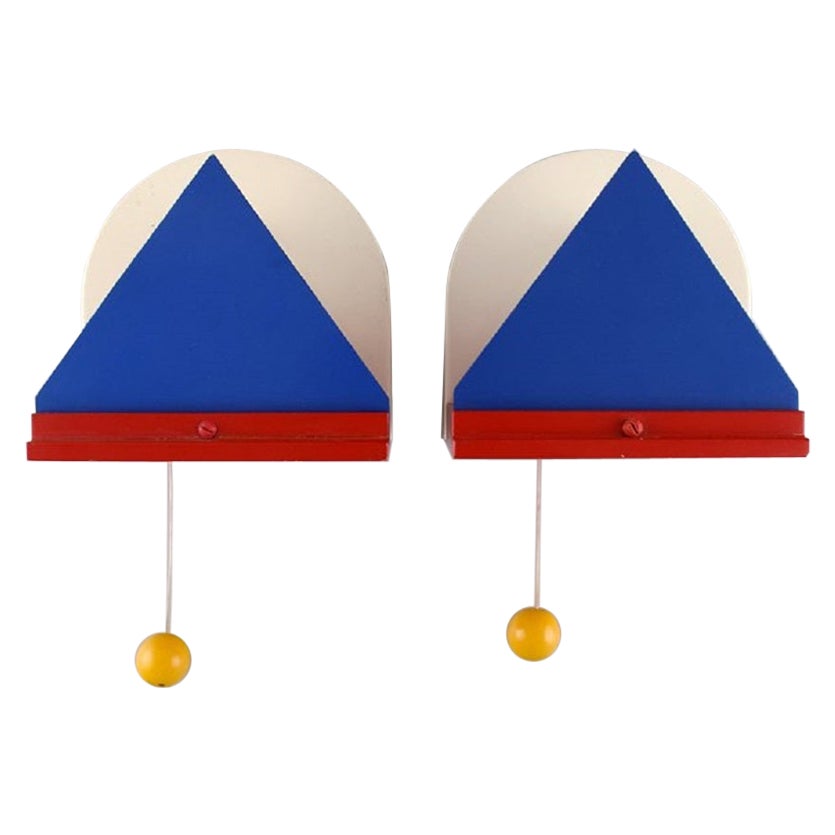 Ettore Sottsass, Pair of Rare Vintage Wall Lamps, 1980s For Sale