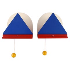 Ettore Sottsass, Pair of Rare Vintage Wall Lamps, 1980s