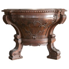 German Console Handcarved in Wood with Cordoban Top