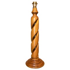 Used Wooden Table Lamp in Spiral Form