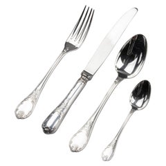 49-Piece of Silver Plated Flatware Made by Christofle Model Marly