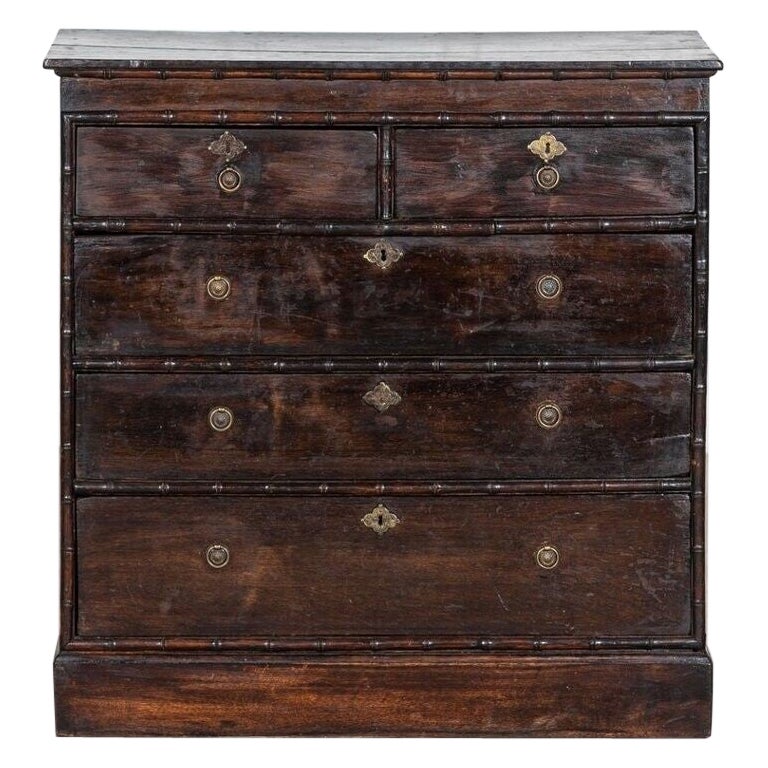 19thC English Oak Bamboo Chest Drawers For Sale at 1stDibs