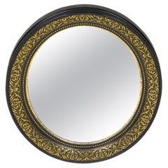Louis Philippe Ebonized and Brass Round Mirror