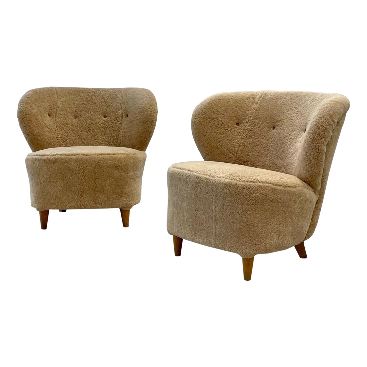 Pair of Mid-Century Modern Swedish Lounge/Slipper Chairs, Sven Staaf, 1950s