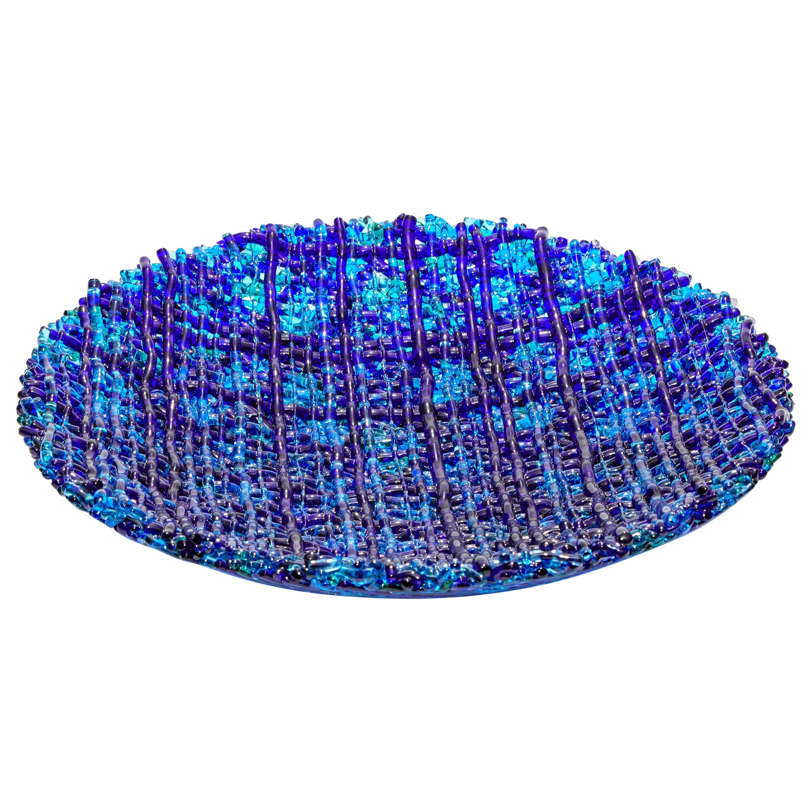 Blue Topography, a Woven Glass Sculptural Centrepiece by Cathryn Shilling